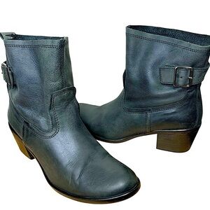 Joe Sanchez Spain Leather Ankle Boot Gray Sz 38/7.5 Biker Modern Western Booties